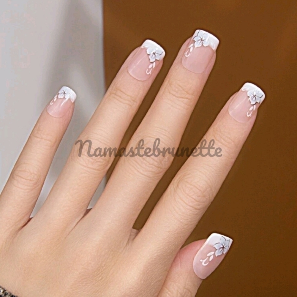 2/$16 Floral French Manicure Press On Nails - Picture 3 of 10